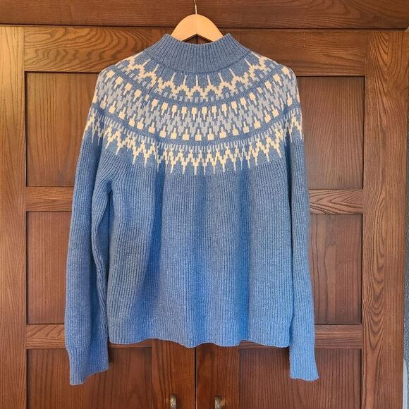 J. Crew Fair Isle Mockneck Pullover Sweater in Heather Twilight Periwinkle L/XL - Picture 11 of 12